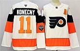 Men's Philadelphia Flyers #11 Travis Konecny White 2024-25 With A Patch Stitched Jersey,baseball caps,new era cap wholesale,wholesale hats